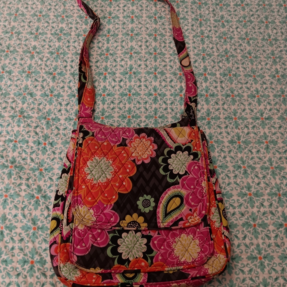 Vera Bradley Pink and Orange Crossbody Bag with Paisley Print